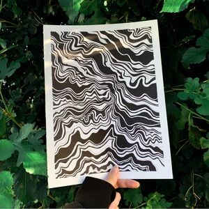 Minimalist Wavy line art original drawing